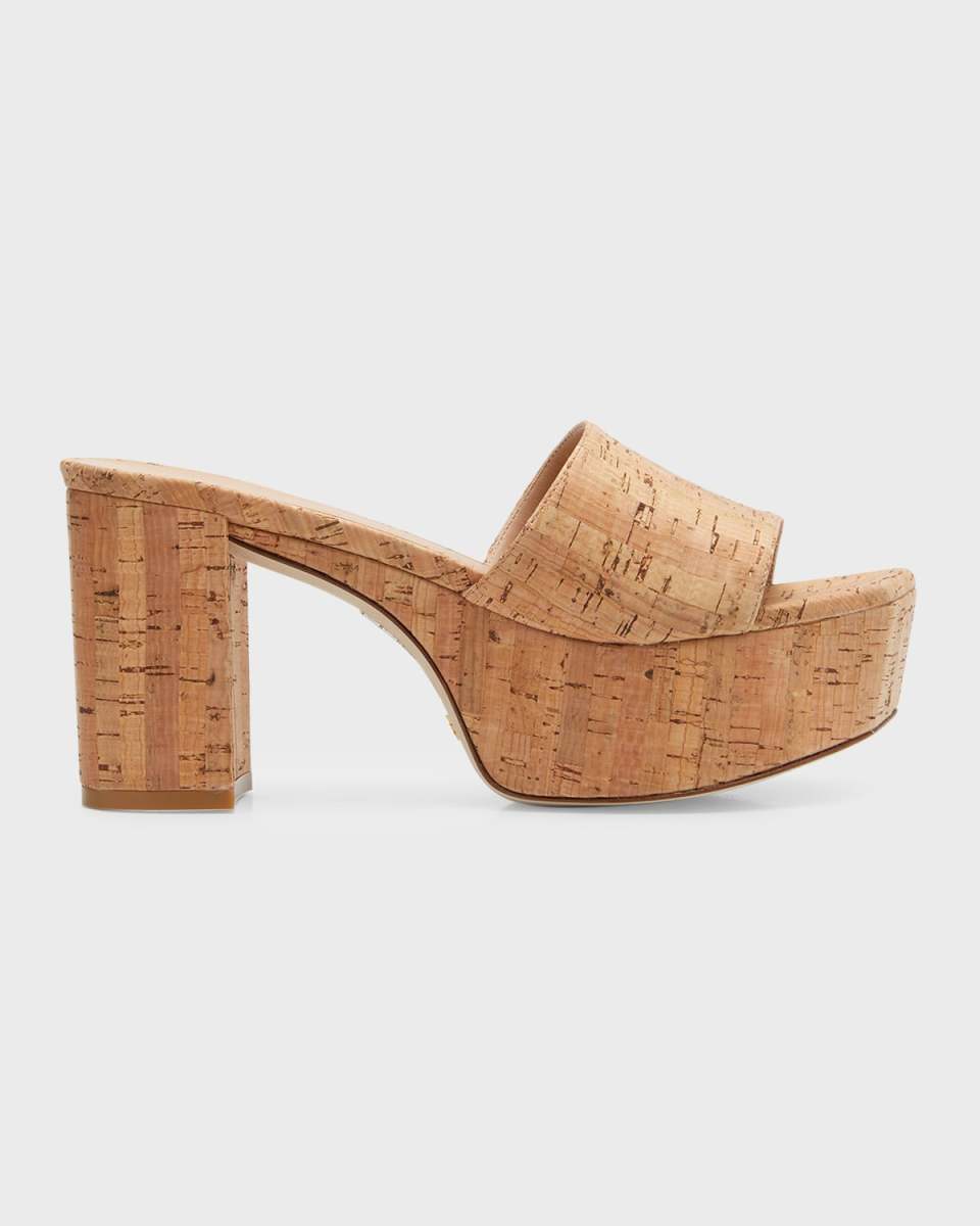 Square High Cork Platform Sandals